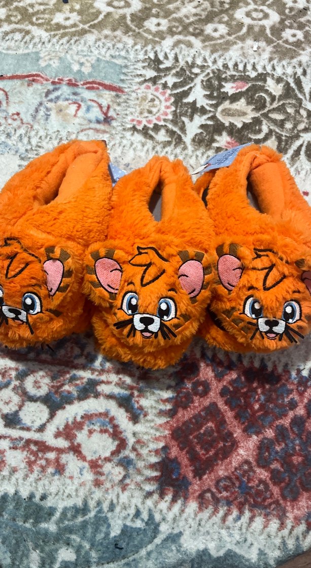 Renkli Leopar Desenli Kürklü 2-4 yaş arası Ev Terliği - Görsel 3