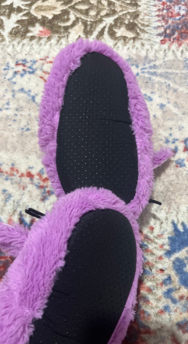 Mor Nakışlı Kız Çocuk Peluş Ev Terliği2-4 yaş arası - Görsel 4