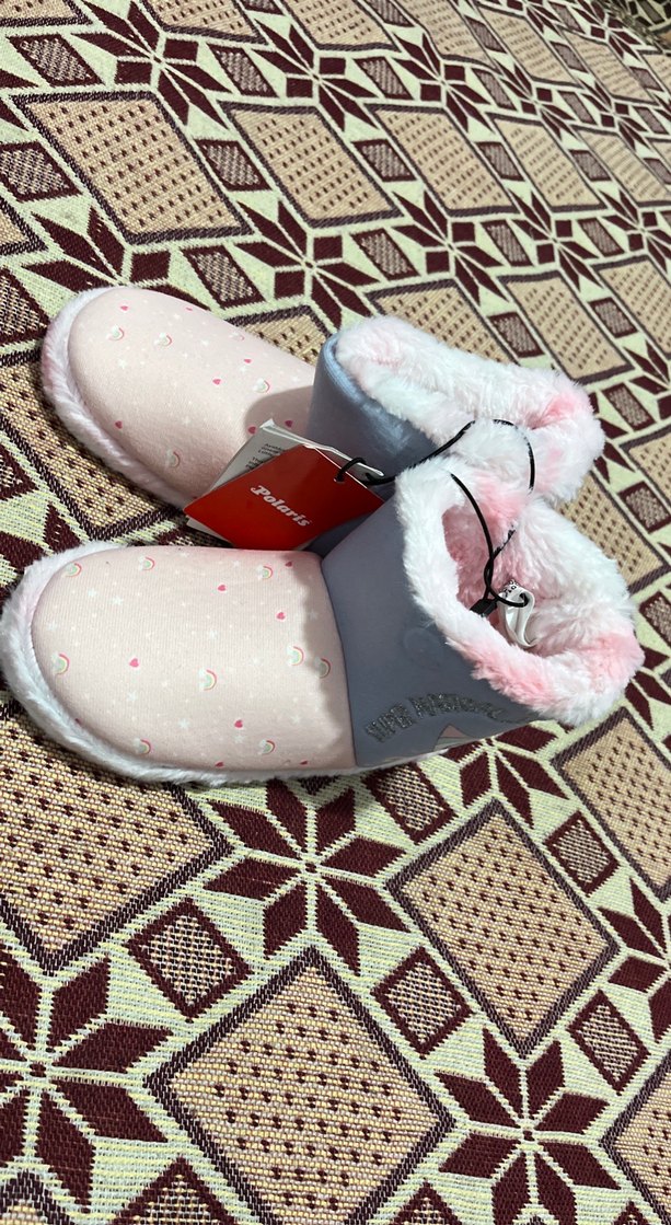 Kızlar için Pembe Kadife Ev Terliği31-32 giyer - Görsel 2