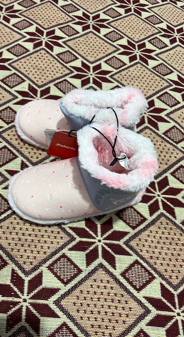 Kızlar için Pembe Kadife Ev Terliği31-32 giyer - Görsel 3