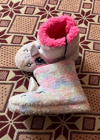 Kız Çocuk Pembe Bağlama Desenli Sıcak Terlik26-27 olur - Görsel 4