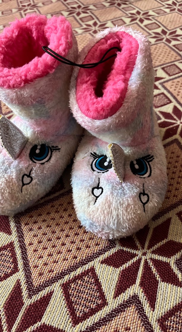 Kız Çocuk Pembe Bağlama Desenli Sıcak Terlik26-27 olur - Görsel 2