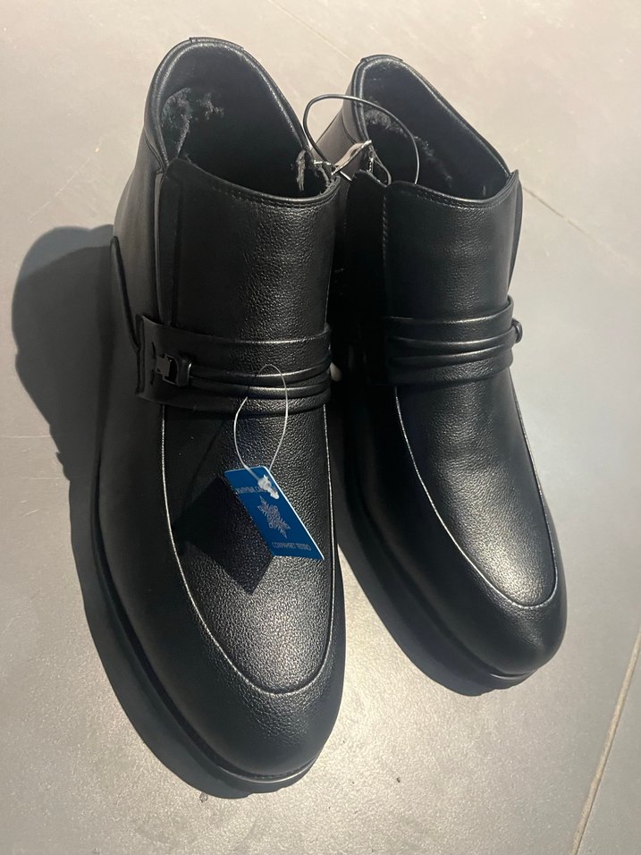 Siyah Erkek Kemerli Kauçuk Bot40-45 arası Deri süper model kürk - Görsel 4