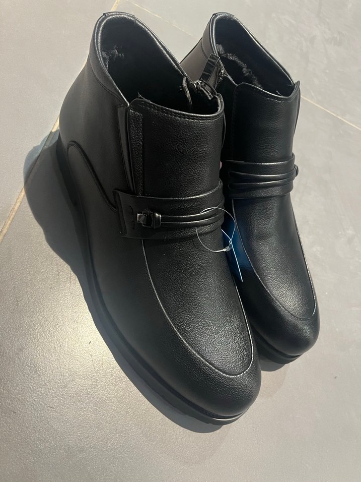 Siyah Erkek Kemerli Kauçuk Bot40-45 arası Deri süper model kürk - Görsel 5