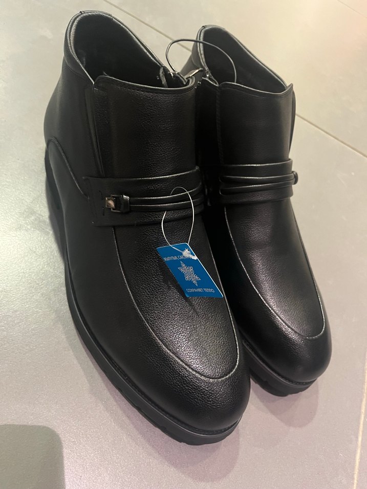 Siyah Erkek Kemerli Kauçuk Bot40-45 arası Deri süper model kürk - Görsel 3