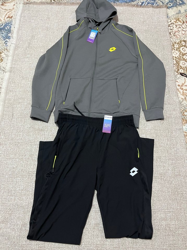 LottoMErkek Gri Fermuarlı Sweatshirt ve Siyah Eşofman takımı - Görsel 2