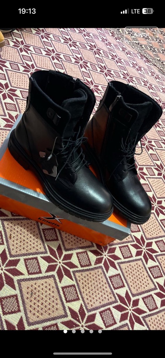 KİNETİX -100/100 DERi Erkek Siyah Bağcıklı Kauçuk Bot40SÜPER - Görsel 2