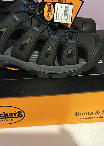 Siyah Biker Stili Erkek Sandalet Velcro - Görsel 3