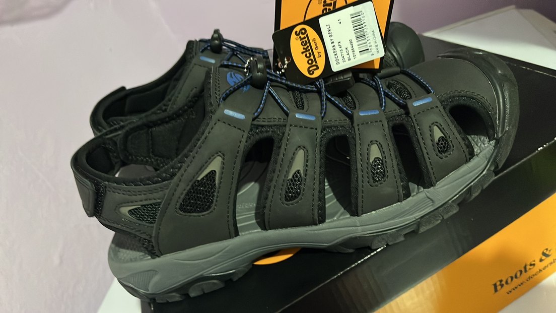 Siyah Biker Erkek Sandalet Velcro - Görsel 2