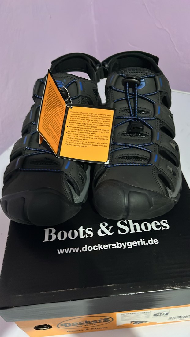 Siyah Biker Erkek Sandalet Velcro - Görsel 4