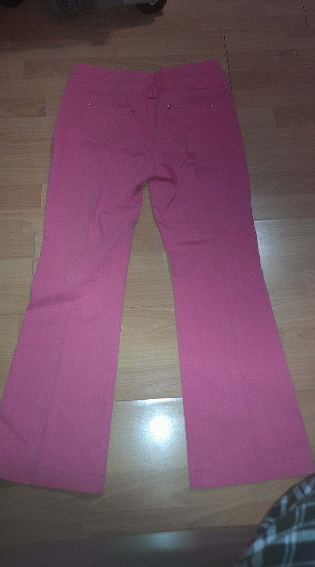 Pembe Normal Boy Kadın Kumaş Pantolon - Görsel 3