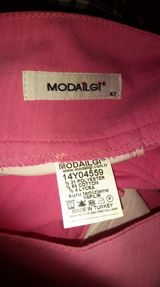 Pembe Normal Boy Kadın Kumaş Pantolon - Görsel 4