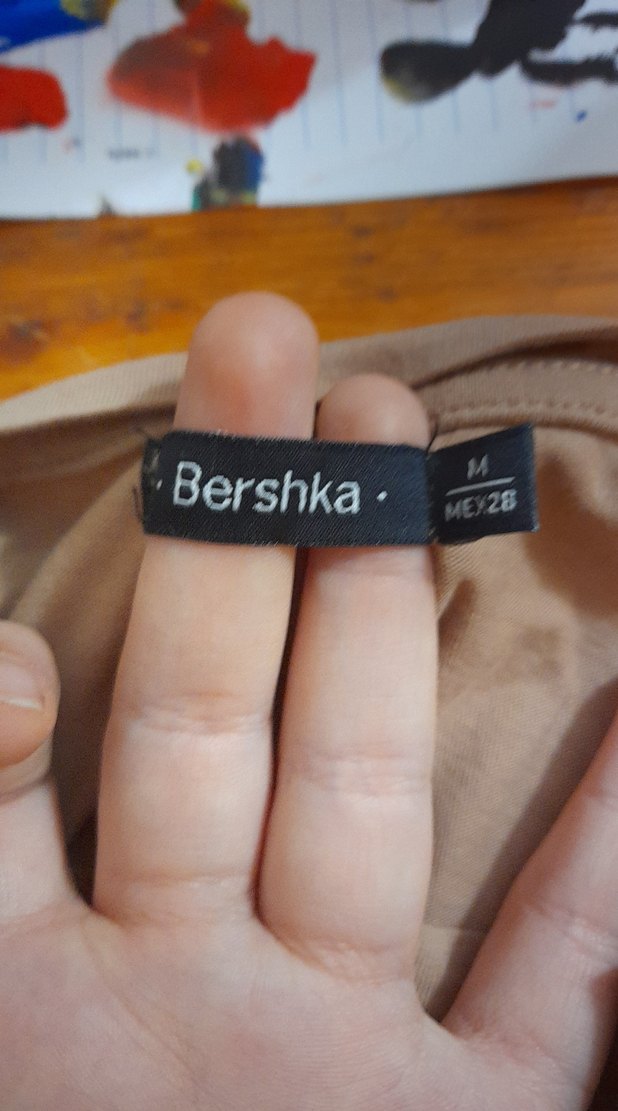 Bej Kısa Kollu Kadın Keten Tişört - Görsel 3