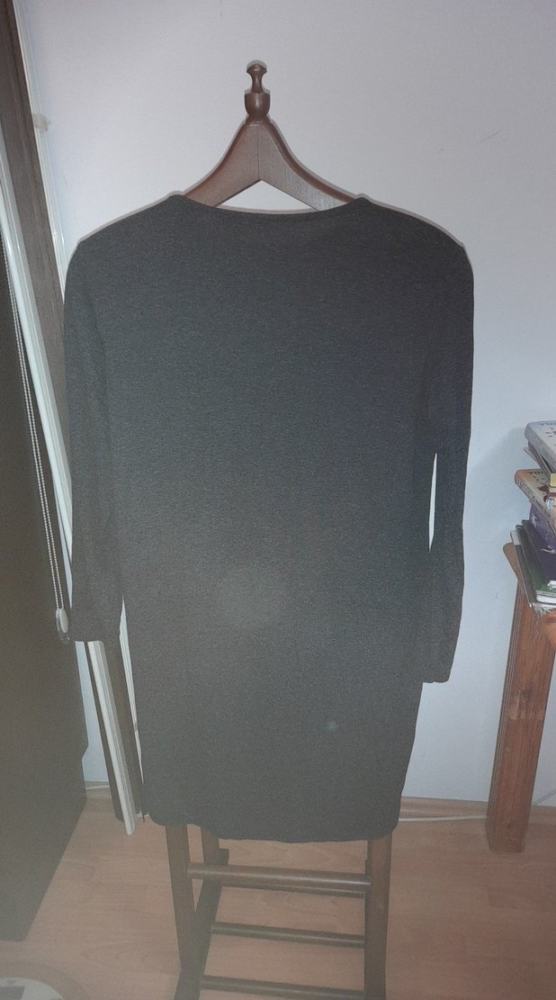 Gri Uzun Kollu Triko tunik - Görsel 2