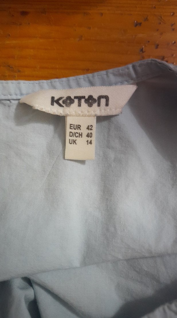 Dantel Detaylı Mavi Denim Kısa Kollu Bluz - Görsel 3