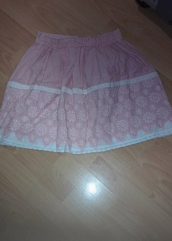 Dantel Detaylı Pembe Midi Mini Etek - Görsel 2