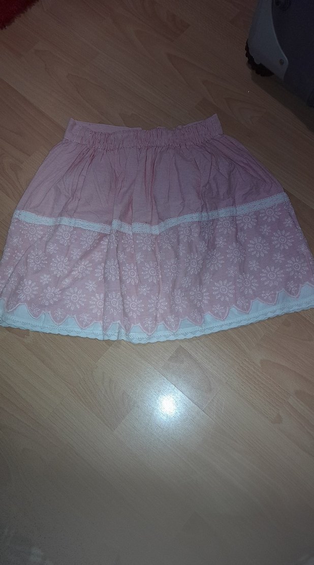 Dantel Detaylı Pembe Midi Mini Etek - Görsel 2