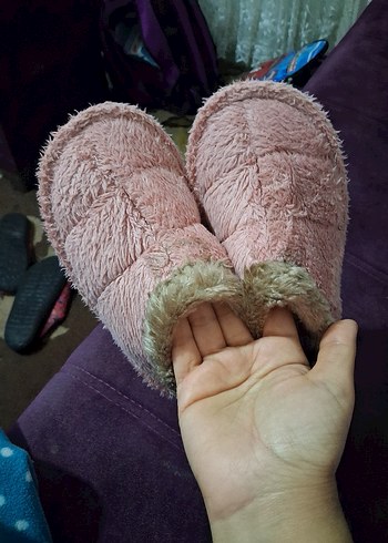 Kız Çocuk Pembe Sıcak Kürklü Terlik - Görsel 2