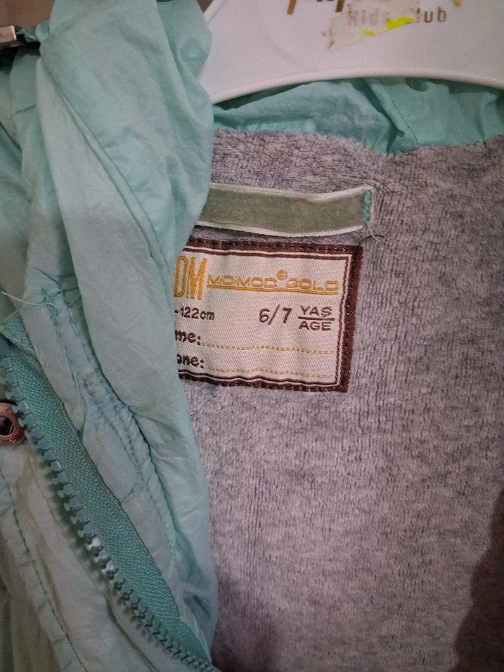 Düğmeli Turkuaz Kız Çocuk Mont - Görsel 4