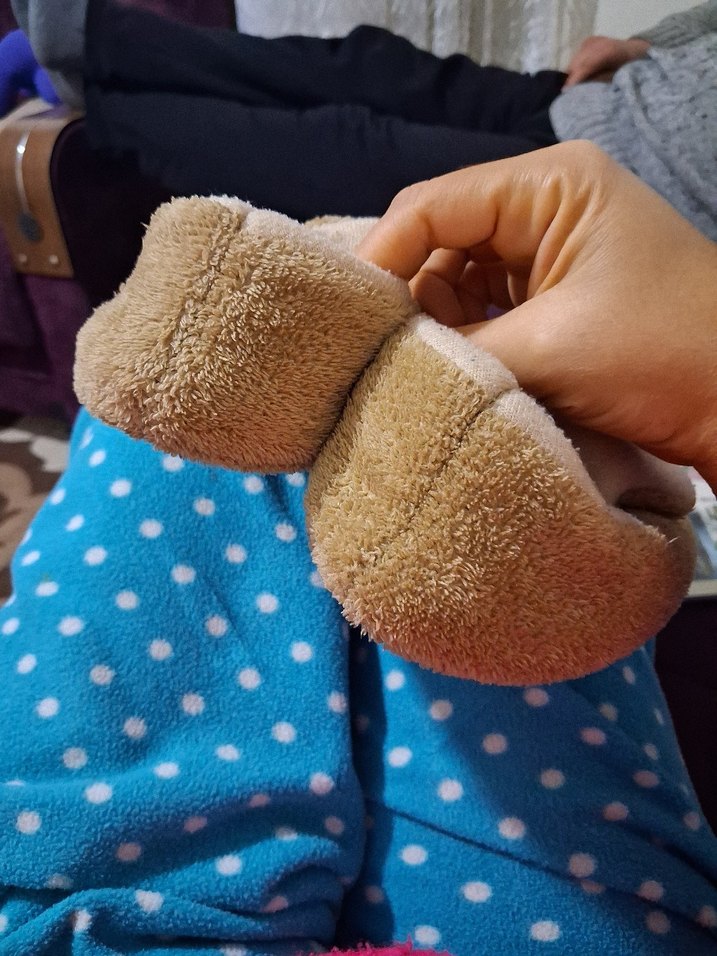 Kızlar için Kahverengi Nakışlı Sıcak Terlik - Görsel 2