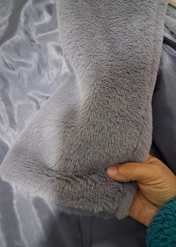 Gri Kadın Fermuarlı Uzun Kollu Ceket - Görsel 4