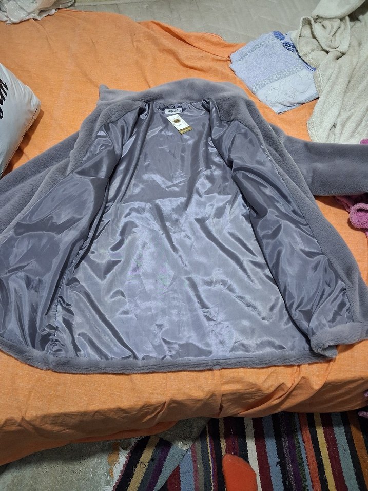 Gri Kadın Fermuarlı Uzun Kollu Ceket - Görsel 2