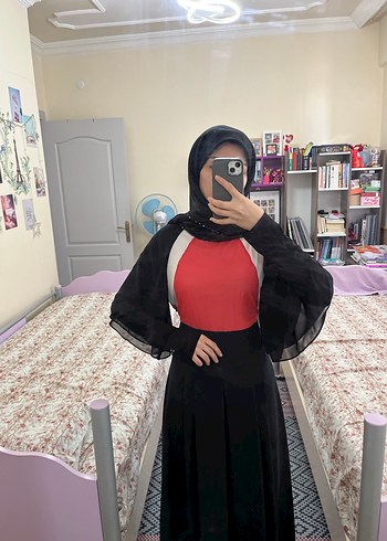 42 Beden Uzun Siyah Desenli Gotik Elbise
