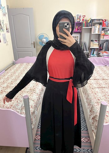 Uzun Siyah Desenli Gotik Elbise