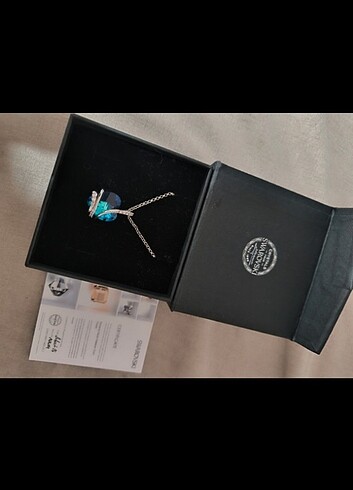 Swarovski mavi kalp kolye