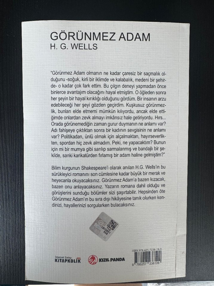 H.G. Wells - Görünmez Adam Romanı - Görsel 2