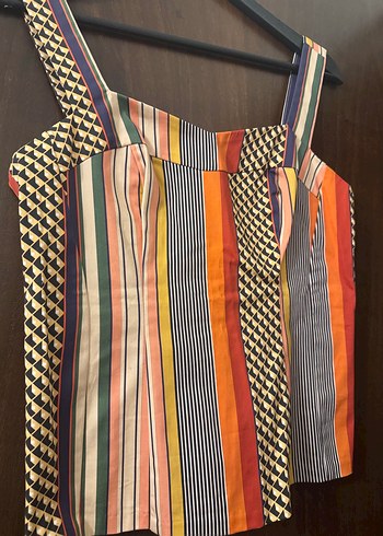 Çizgili renkli Kadın Bluz - Görsel 5