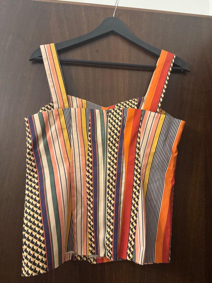 Çizgili renkli Kadın Bluz - Görsel 3