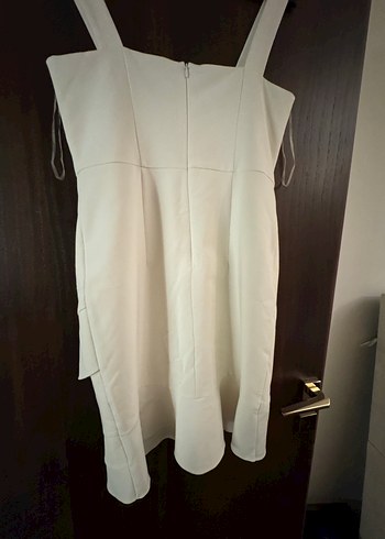 Beyaz Midi Drapeli Kadın Elbise - Görsel 7