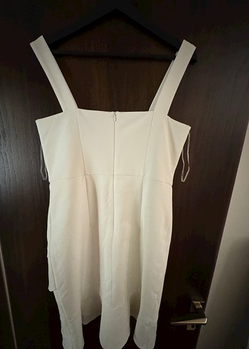 Beyaz Midi Drapeli Kadın Elbise - Görsel 5