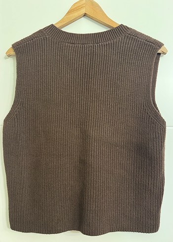 Kahverengi V Yakalı Örgü Süveter - Görsel 7