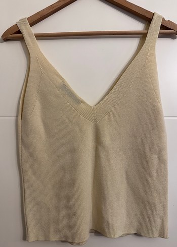 Bej V Yaka Örgü Kadın Atlet - Görsel 6