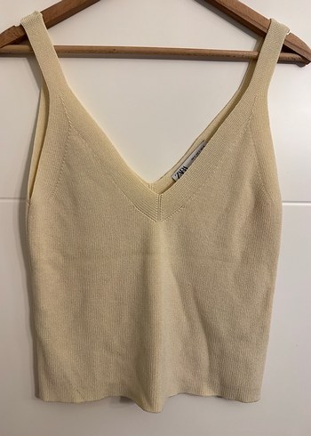 Bej V Yaka Örgü Kadın Atlet - Görsel 4