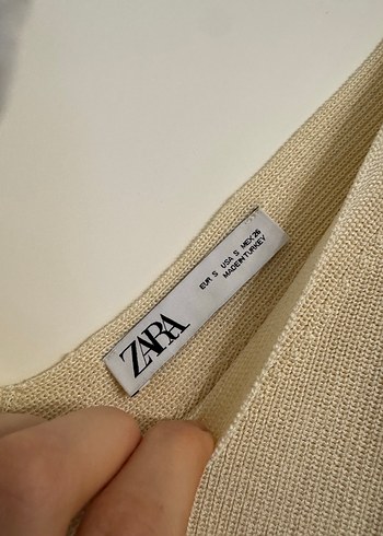 Bej V Yaka Örgü Kadın Atlet - Görsel 3