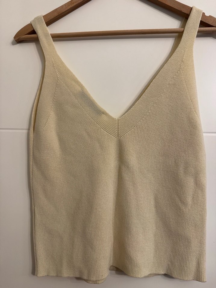 Bej V Yaka Örgü Kadın Atlet - Görsel 5