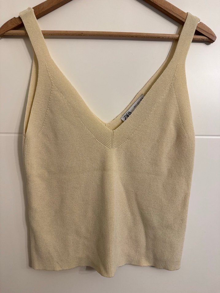 Bej V Yaka Örgü Kadın Atlet - Görsel 4