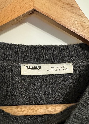 Gri Örgü Kadın Kazak, Bisiklet Yaka, Uzun Kollu - Görsel 2