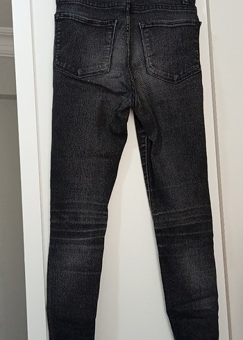 29 Beden Gri Düğmeli Kadın Denim Pantolon