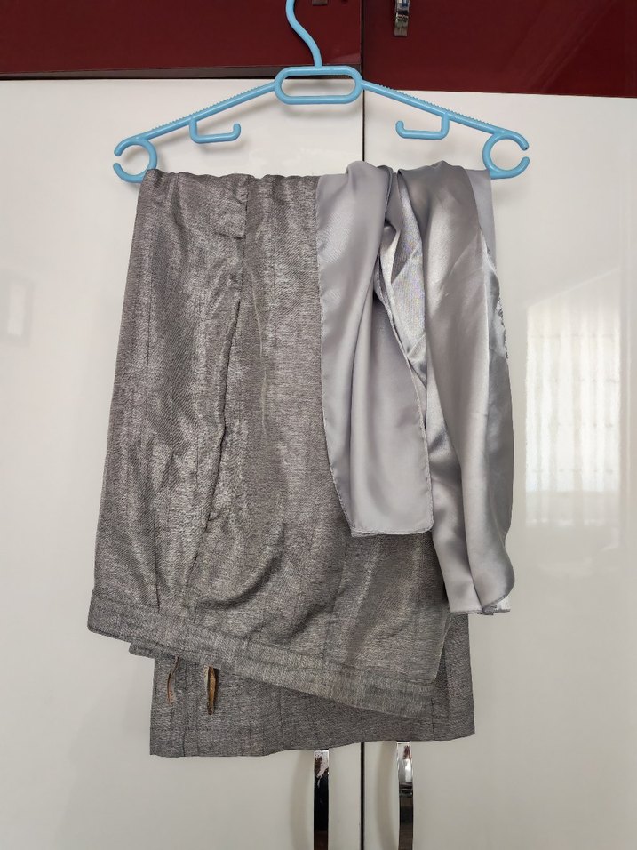 Gri Desenli Uzun Kadın Takım Ceketi - Görsel 3