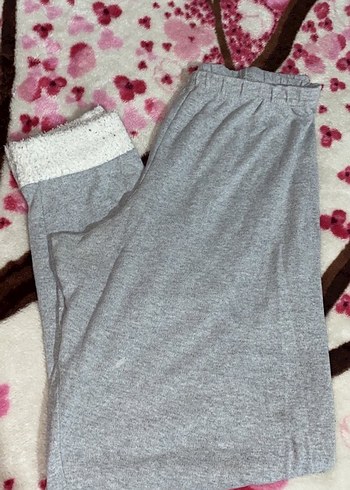 l Beden gri Renk Gri Uzun Kollu Nakışlı Kadın Pijama Takımı