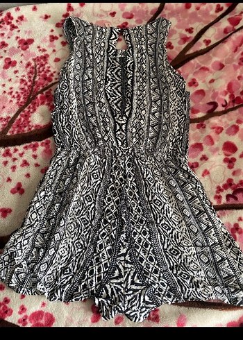 Desenli Bohem Mini Kadın Tulum - Görsel 2