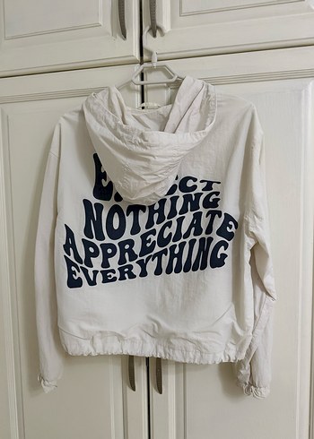 Bershka krem kapüşonlu ceket - Görsel 4