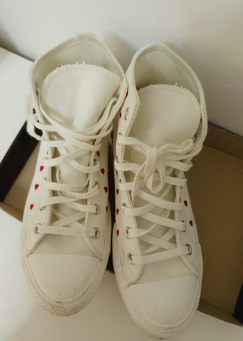 Beyaz Platform Topuklu Kadın Spor Ayakkabı - Görsel 3