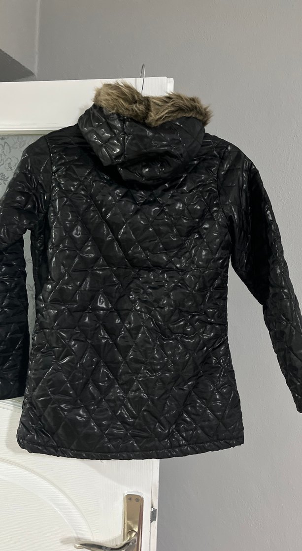 Kürklü Siyah Kadın Mont - Görsel 2