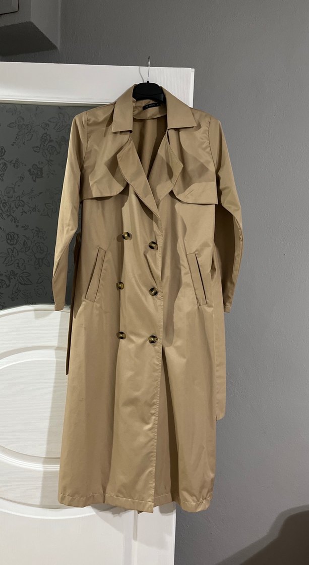 Bej Kadın Kemerli Trençkot - Görsel 2