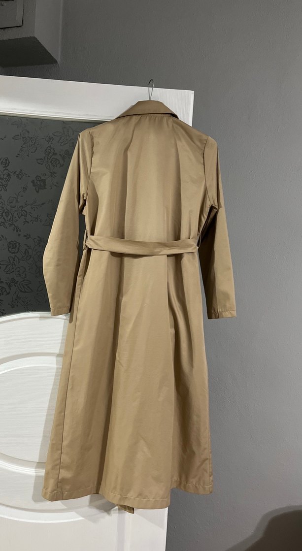 Bej Kadın Kemerli Trençkot - Görsel 3